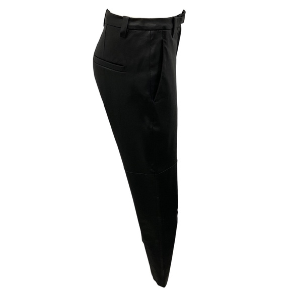 BRUNELLO CUCINELLI BLACK STRETCH NAPPA LEATHER CIGARETTE TROUSERS - Picture 2 of 5